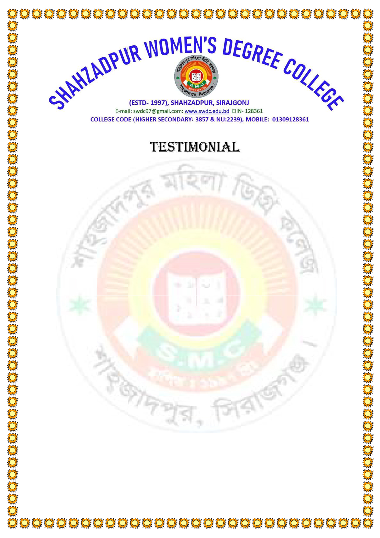 English Testimonial Background